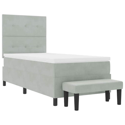 Letto a molle con materasso Grigio chiaro 100 x 200 cm Velluto