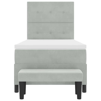 Letto a molle con materasso Grigio chiaro 100 x 200 cm Velluto