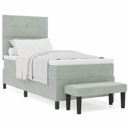 Letto a molle con materasso Grigio chiaro 100 x 200 cm Velluto
