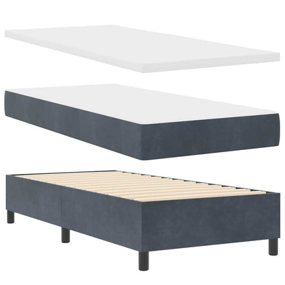Letto a molle con materasso Grigio scuro 100 x 200 cm Velluto