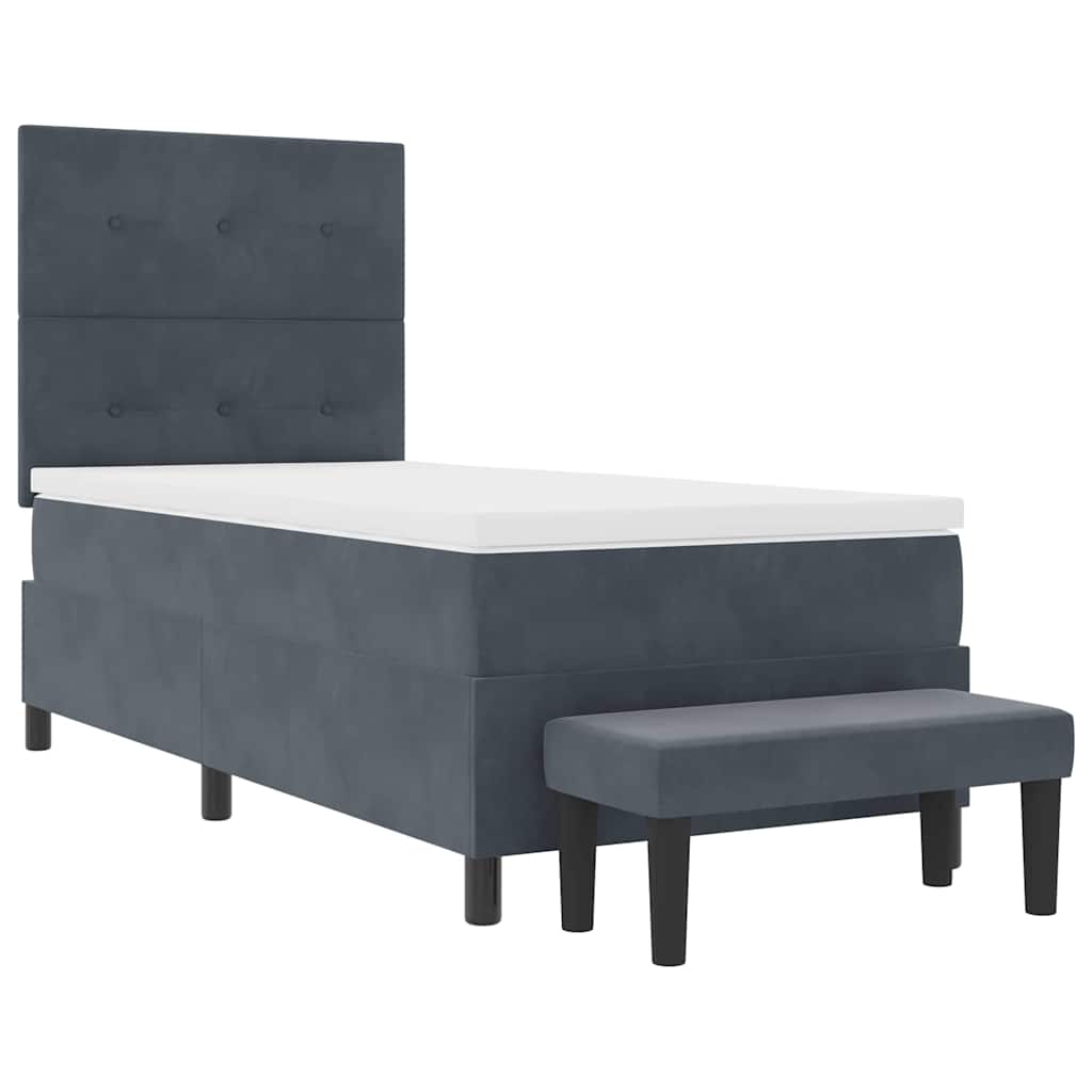 Letto a molle con materasso Grigio scuro 100 x 200 cm Velluto - homemem39