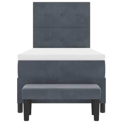 Letto a molle con materasso Grigio scuro 100 x 200 cm Velluto