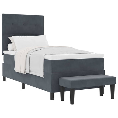 Letto a molle con materasso Grigio scuro 100 x 200 cm Velluto