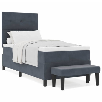 Letto a molle con materasso Grigio scuro 100 x 200 cm Velluto