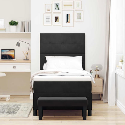 Letto a molle con materasso Nero 100 x 200 cm Velluto