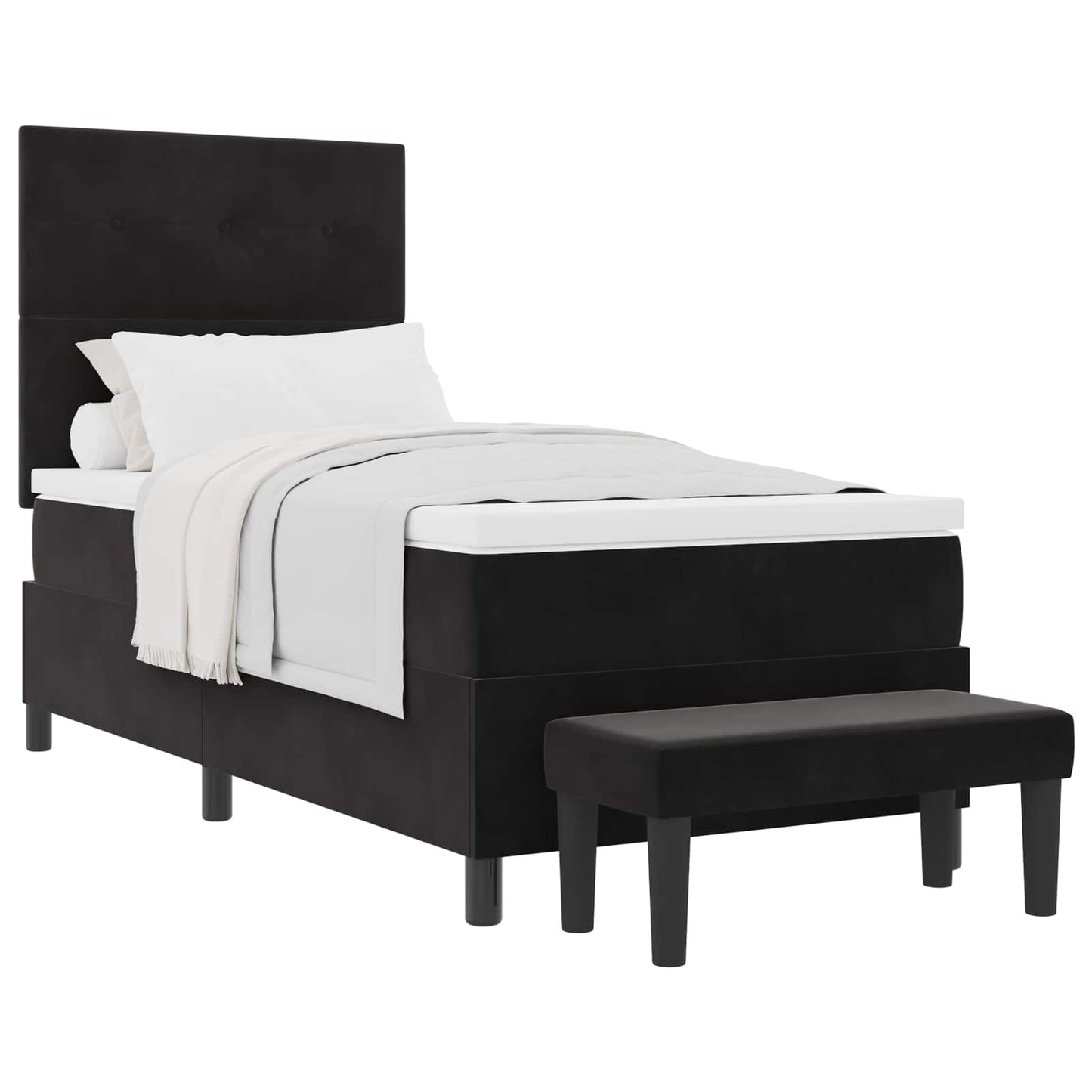 Letto a molle con testiera Nero 200 x 100 cm Velluto | homemem39