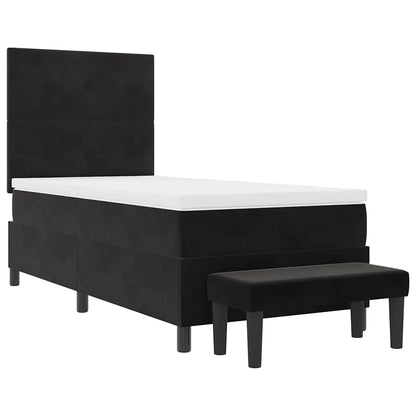 Letto a molle con materasso Nero 100 x 200 cm Velluto