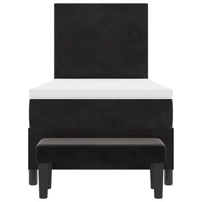 Letto a molle con materasso Nero 100 x 200 cm Velluto