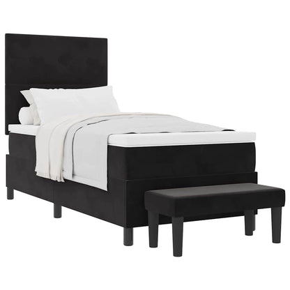 Letto a molle con materasso Nero 100 x 200 cm Velluto
