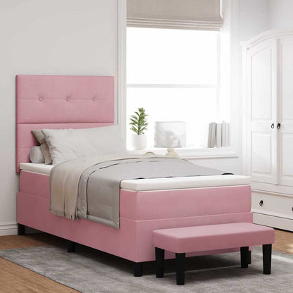 Letto a molle con testiera Rosa 200 x 100 cm Velluto | homemem39