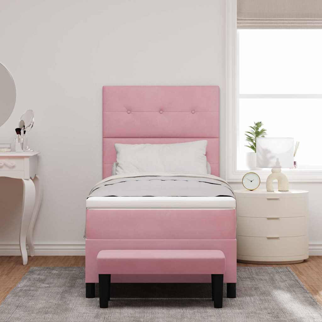 Letto a molle con testiera Rosa 200 x 100 cm Velluto | homemem39