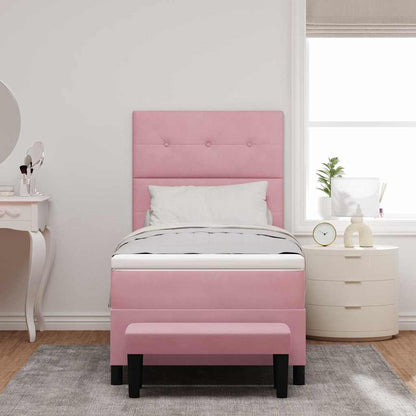 Letto a molle con testiera Rosa 200 x 100 cm Velluto | homemem39