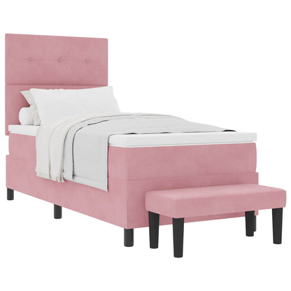 Letto a molle con testiera Rosa 200 x 100 cm Velluto | homemem39