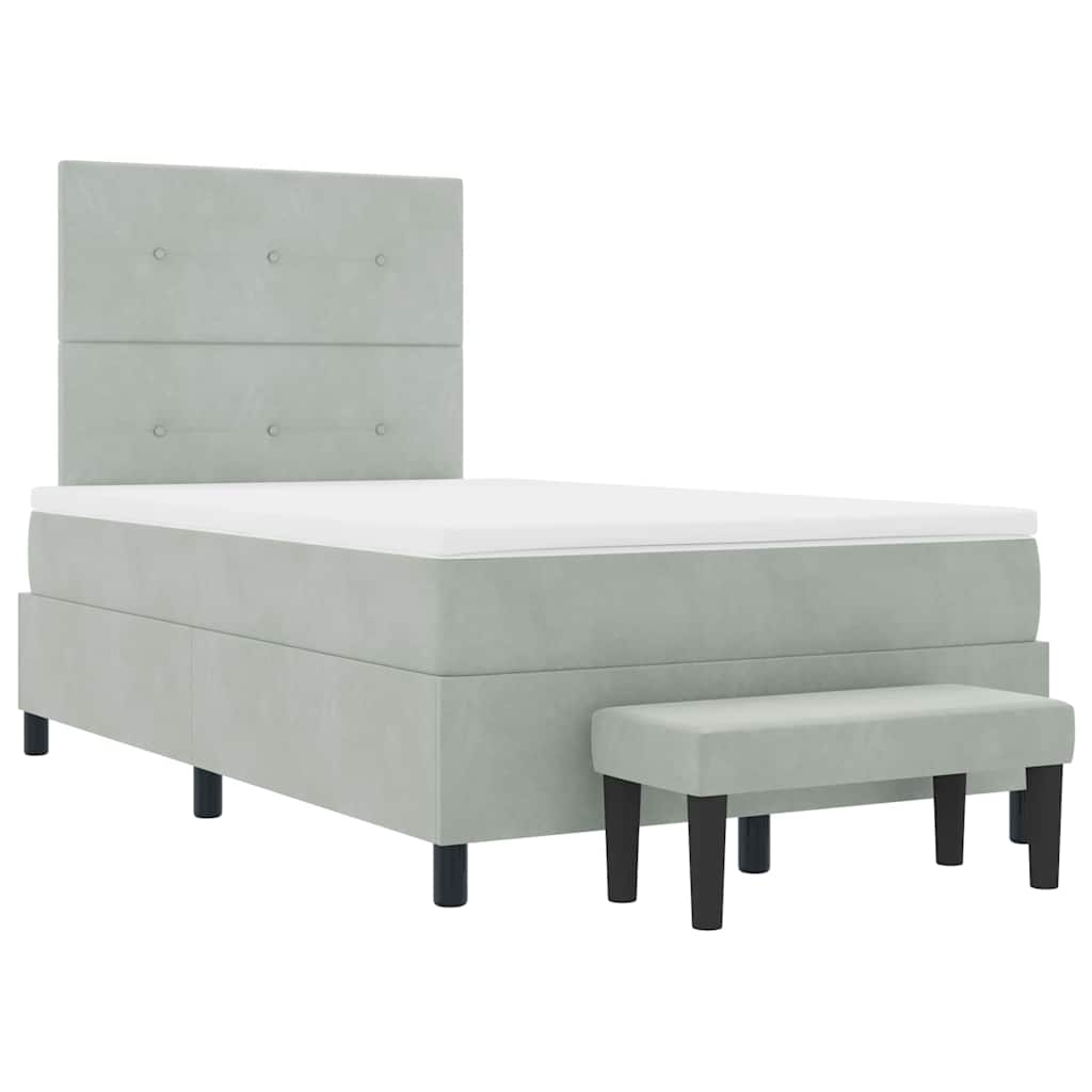 Letto a molle con materasso Grigio chiaro 120 x 190 cm Velluto - homemem39