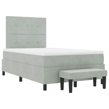Letto a molle con materasso Grigio chiaro 120 x 190 cm Velluto - homemem39