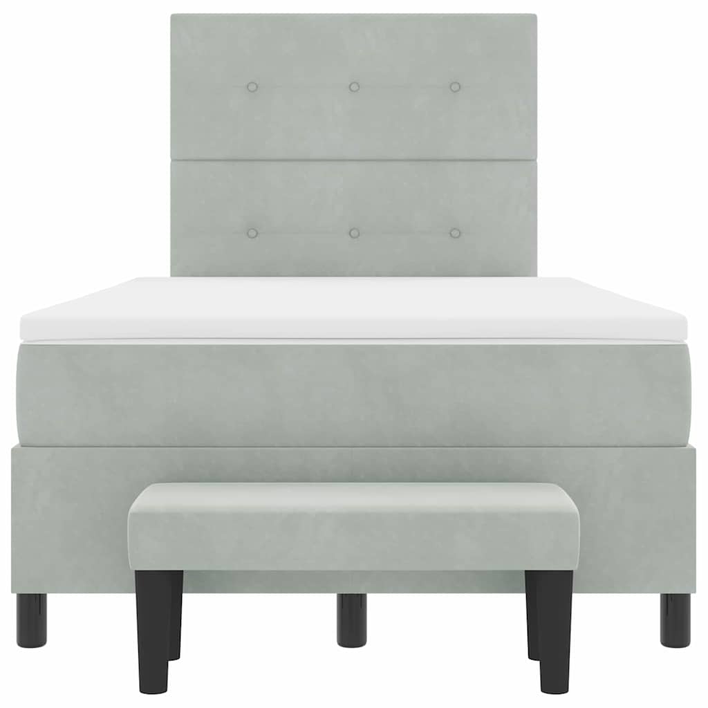 Letto a molle con materasso Grigio chiaro 120 x 190 cm Velluto - homemem39
