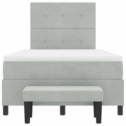 Letto a molle con materasso Grigio chiaro 120 x 190 cm Velluto - homemem39