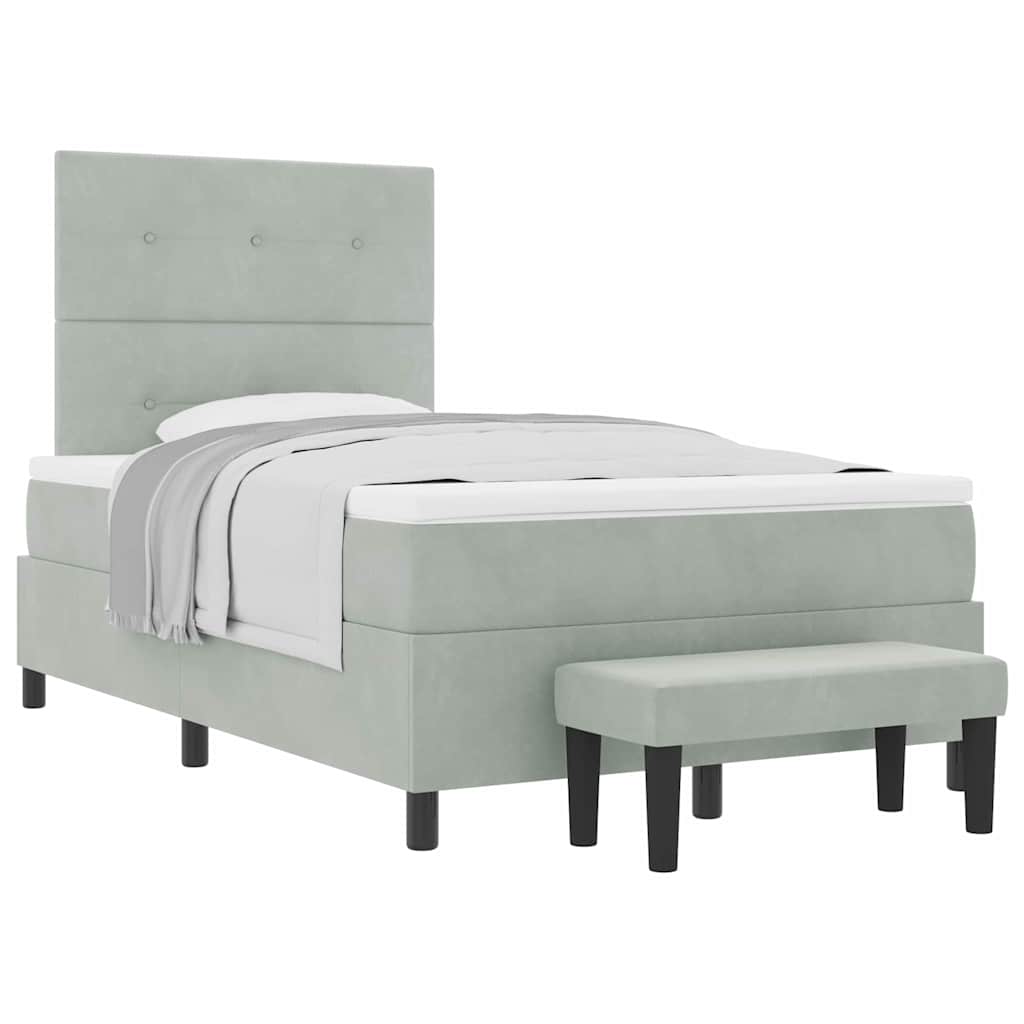Letto a molle con materasso Grigio chiaro 120 x 190 cm Velluto - homemem39