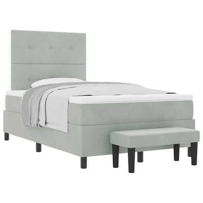 Letto a molle con materasso Grigio chiaro 120 x 190 cm Velluto - homemem39