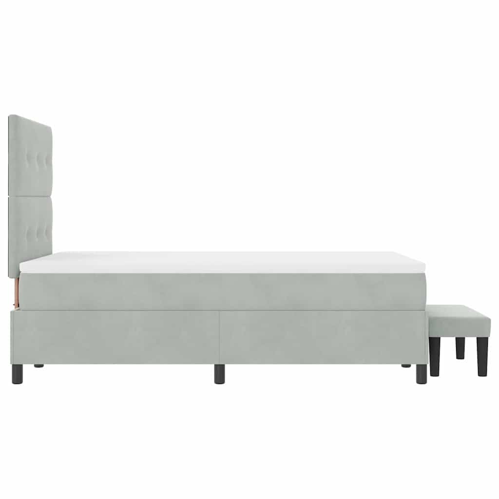 Letto a molle con materasso Grigio chiaro 120 x 190 cm Velluto - homemem39