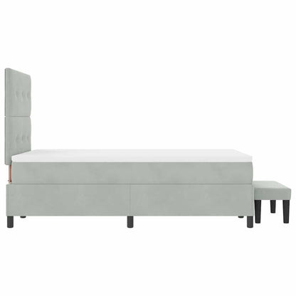 Letto a molle con materasso Grigio chiaro 120 x 190 cm Velluto - homemem39