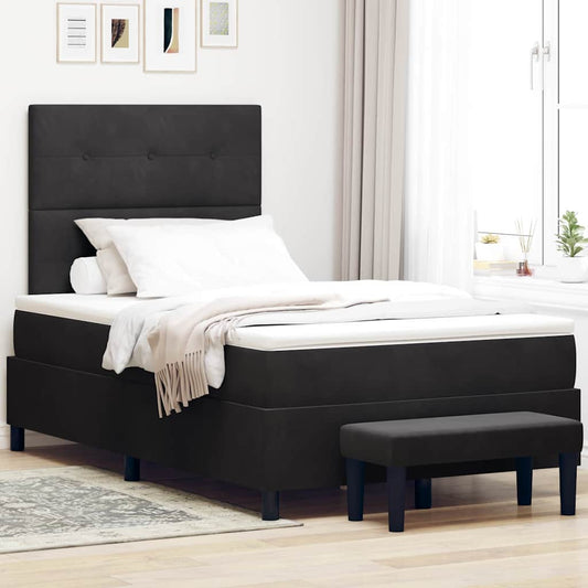 Letto a molle con materasso Nero 120 x 190 cm Velluto - homemem39