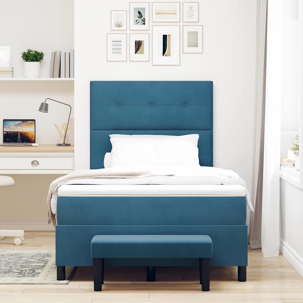 Letto a molle con testiera Blu scuro 190 x 120 cm Velluto | homemem39