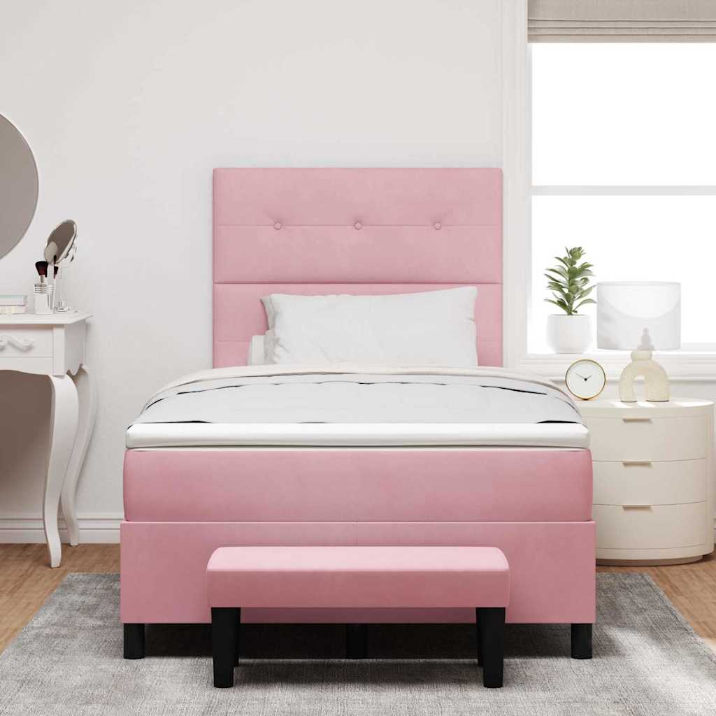 Letto a molle con testiera Rosa 190 x 120 cm Velluto | homemem39