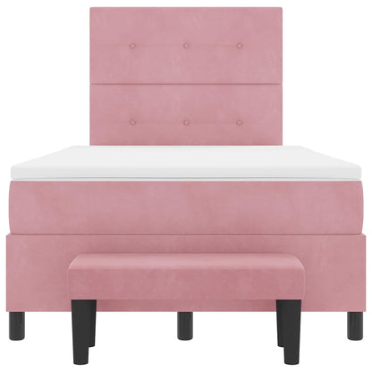 Letto a molle con testiera Rosa 190 x 120 cm Velluto | homemem39
