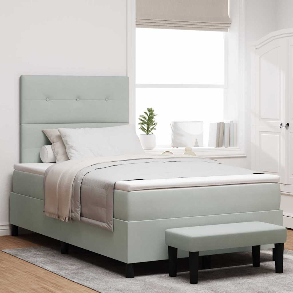 Letto a molle con testiera Grigio chiaro 200 x 120 cm Velluto | homemem39