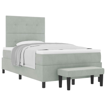 Letto a molle con testiera Grigio chiaro 200 x 120 cm Velluto | homemem39