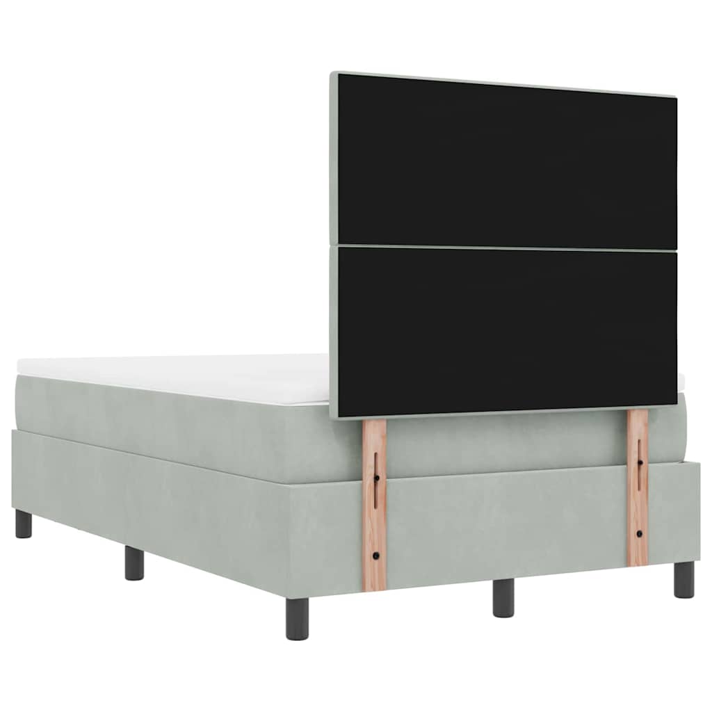 Letto a molle con materasso Grigio chiaro 120 x 200 cm Velluto - homemem39