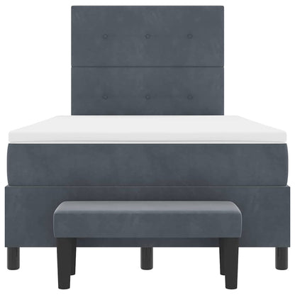 Letto a molle con materasso Grigio scuro 120 x 200 cm Velluto - homemem39