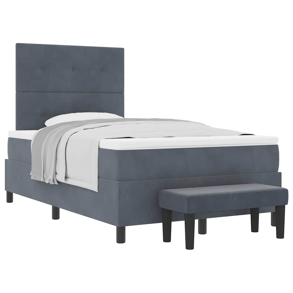 Letto a molle con materasso Grigio scuro 120 x 200 cm Velluto - homemem39