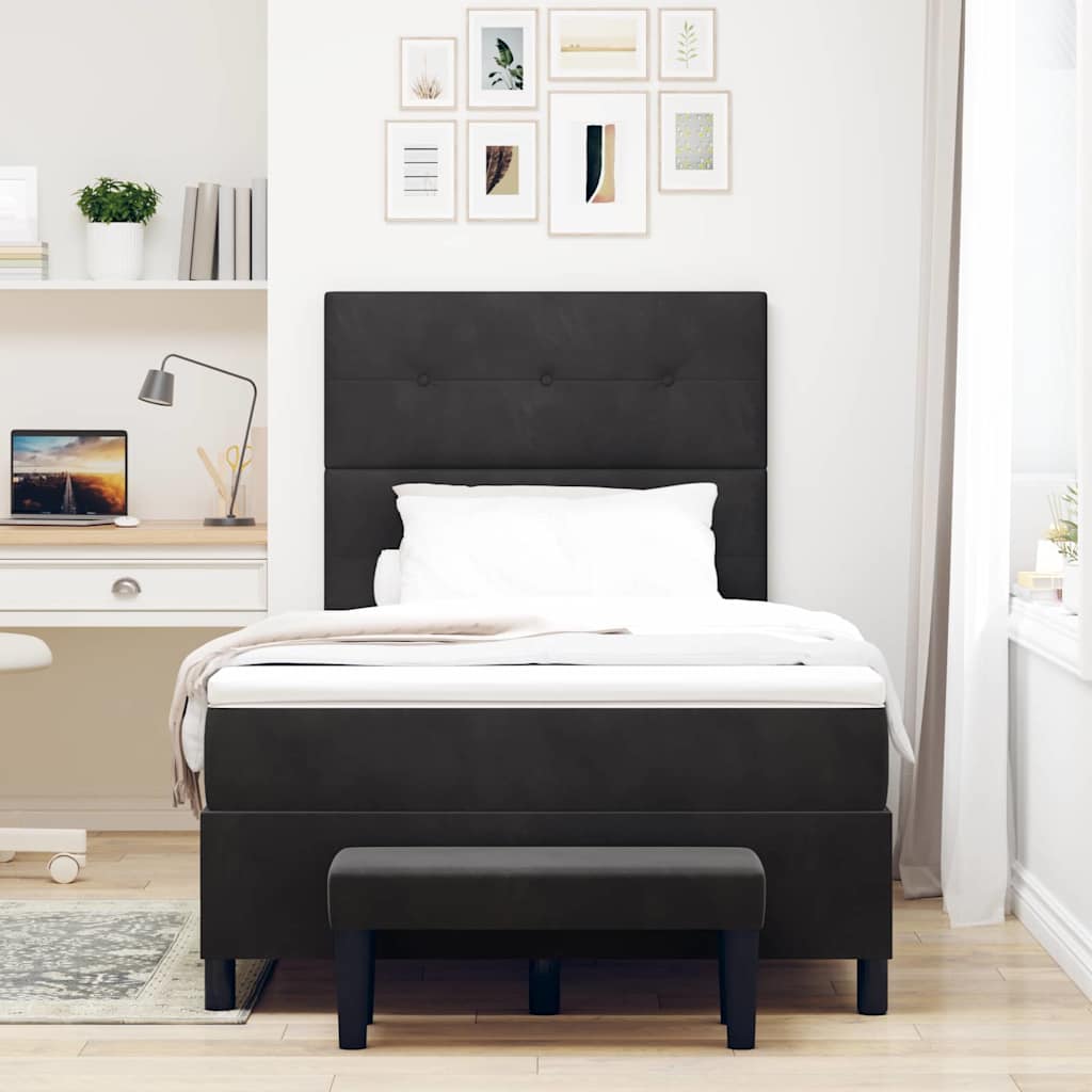 Letto a molle con testiera Nero 200 x 120 cm Velluto | homemem39