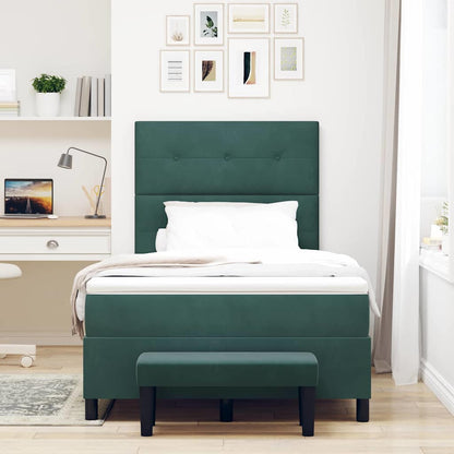 Letto a molle con testiera Verde Scuro 200 x 120 cm Velluto