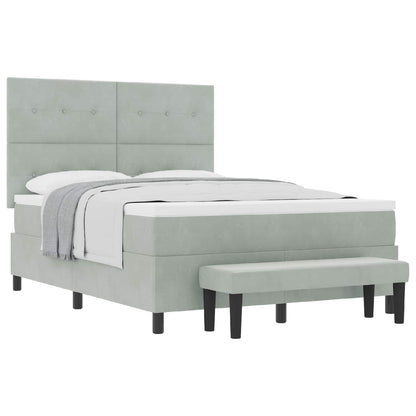 Letto a molle con testiera Grigio chiaro 190 x 140 cm Velluto | homemem39