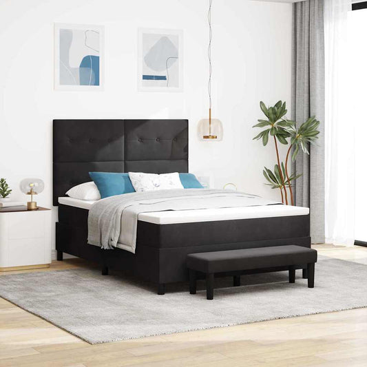 Letto a molle con testiera Nero 190 x 140 cm Velluto | homemem39
