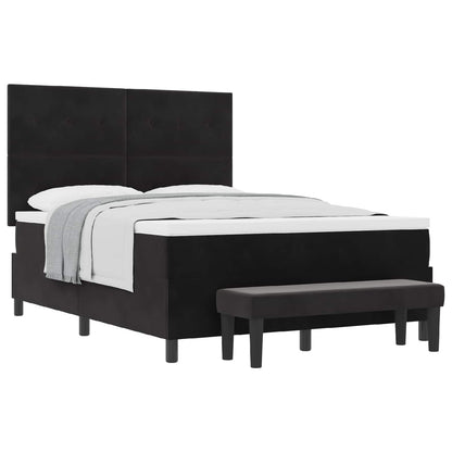 Letto a molle con testiera Nero 190 x 140 cm Velluto | homemem39