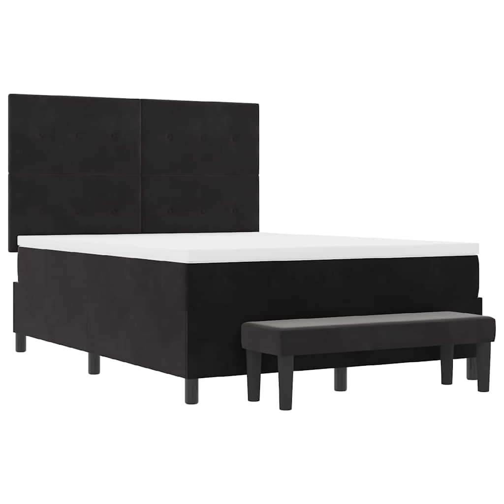 Letto a molle con testiera Nero 190 x 140 cm Velluto | homemem39