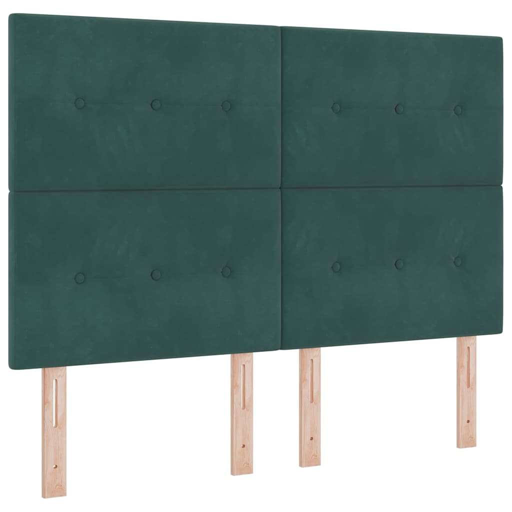 Letto a molle con materasso Verde scuro 140 x 190 cm Velluto