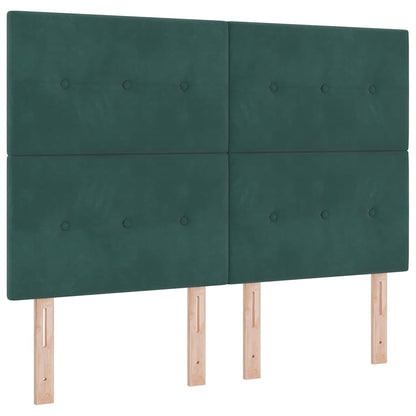 Letto a molle con materasso Verde scuro 140 x 190 cm Velluto