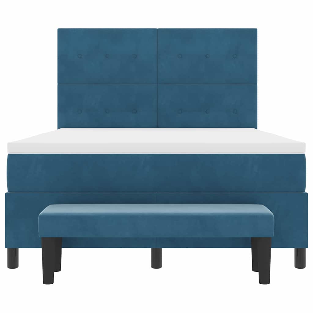 Letto a molle con testiera Blu scuro 190 x 140 cm Velluto | homemem39