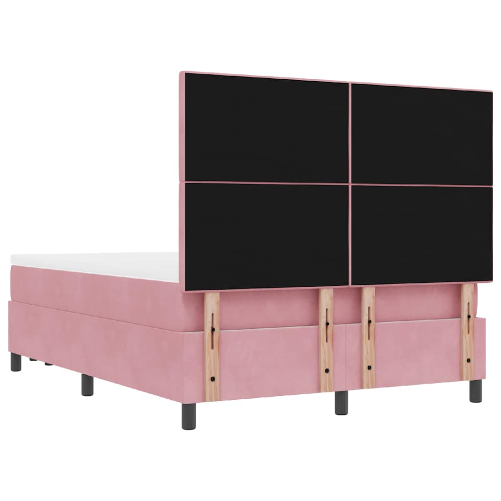 Letto a molle con cuscino Rosa 190 x 140 cm Velluto | homemem39