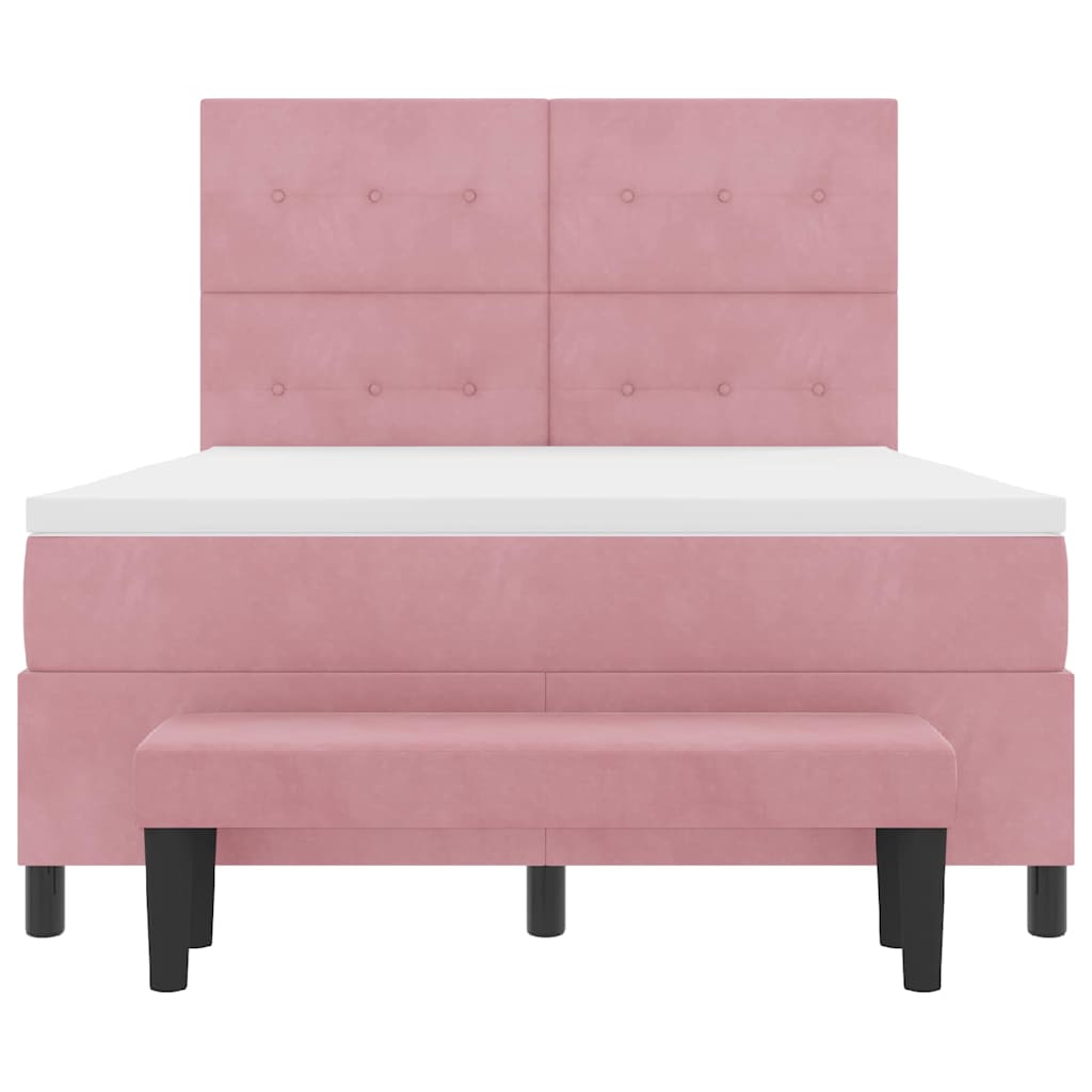 Letto a molle con cuscino Rosa 190 x 140 cm Velluto | homemem39