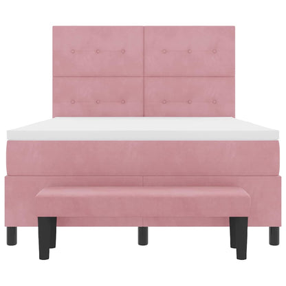 Letto a molle con cuscino Rosa 190 x 140 cm Velluto | homemem39