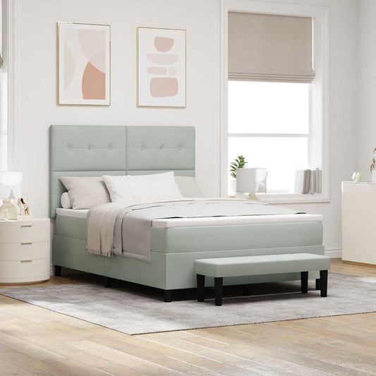 Letto a molle con testiera Grigio chiaro 200 x 140 cm Velluto | homemem39
