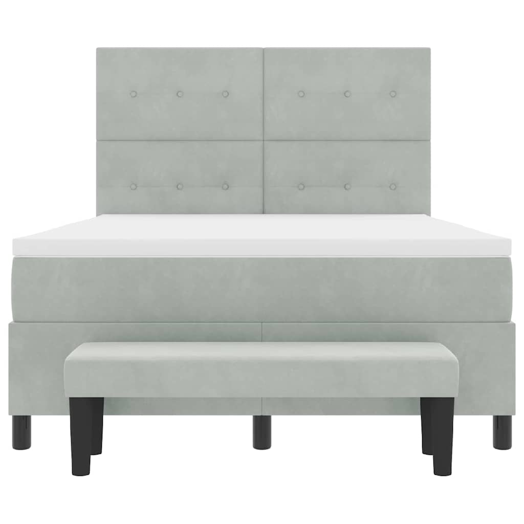 Letto a molle con materasso Grigio chiaro 140 x 200 cm Velluto