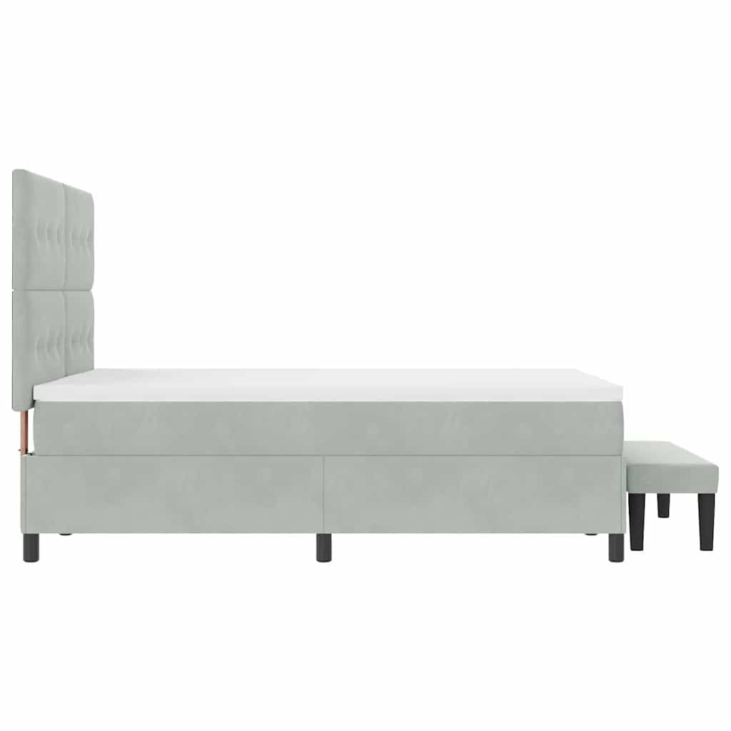 Letto a molle con materasso Grigio chiaro 140 x 200 cm Velluto