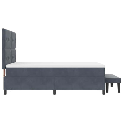 Letto a molle con materasso Grigio scuro 140 x 200 cm Velluto